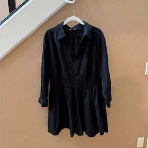 Zara Black Gathered Waist Dress